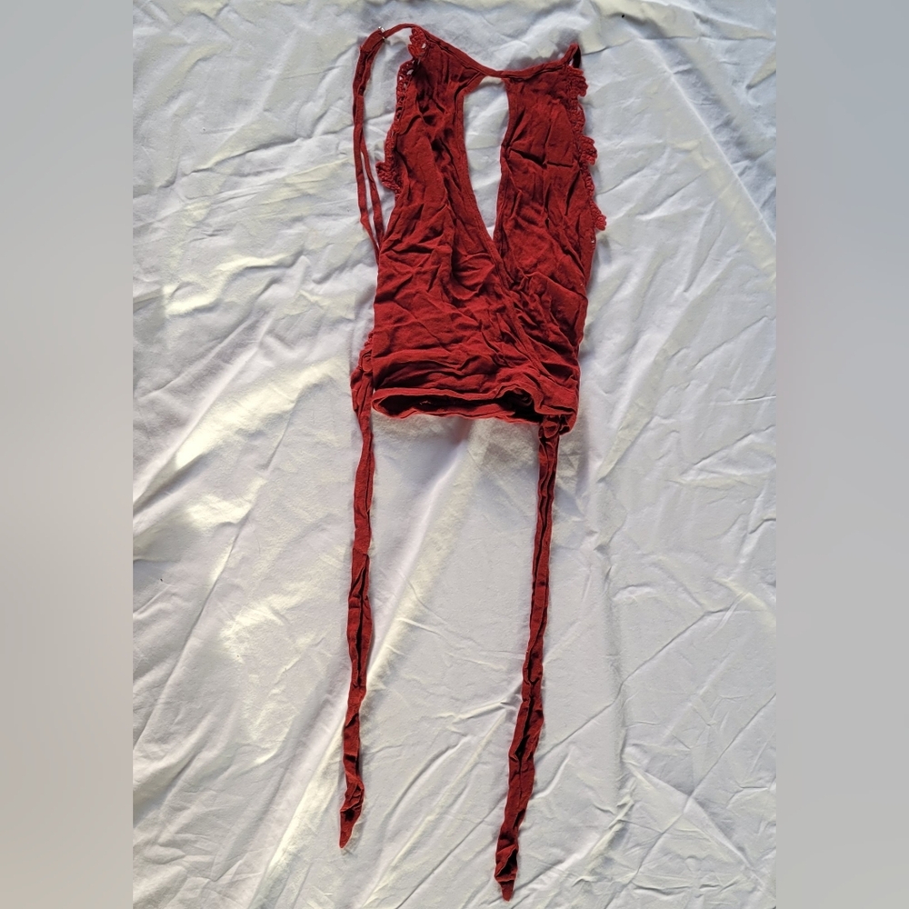 Forever 21 Burgundy Cut-Out Crop Top